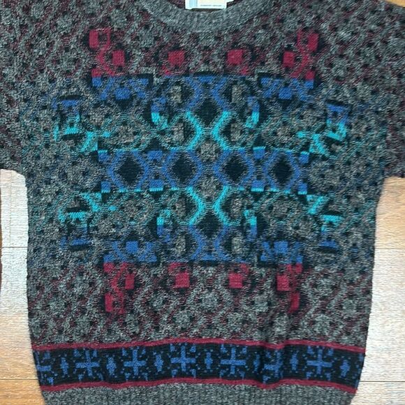 Mens vintage 90s knit wool blend sweater coogi style LONDON FOG medium crew neck - Picture 5 of 10